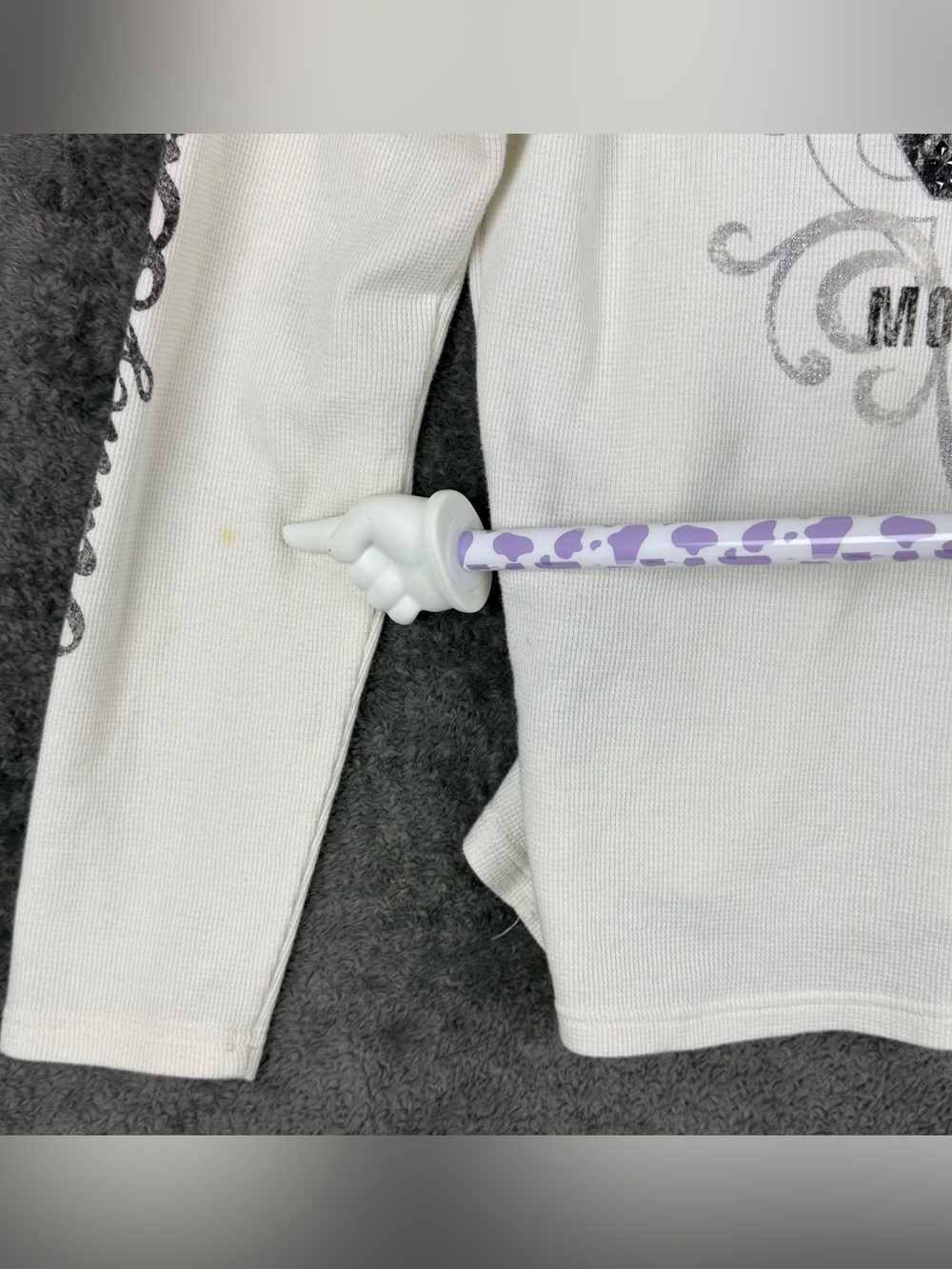 Harley Davidson White Cream Waffle Lace Up Skull Thermal Hoodie Women's Large - Picture 9 of 15